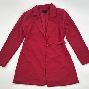 Lumiere Trench Coat Womens Medium Red Belted Jacket Lined Notch Lapel Valentines